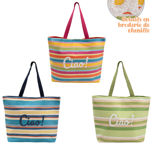 Striped Straw Beach Tote